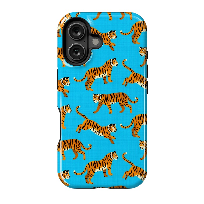 iPhone 16 StrongFit Bangel Tigers - Electric Blue  by Tigatiga