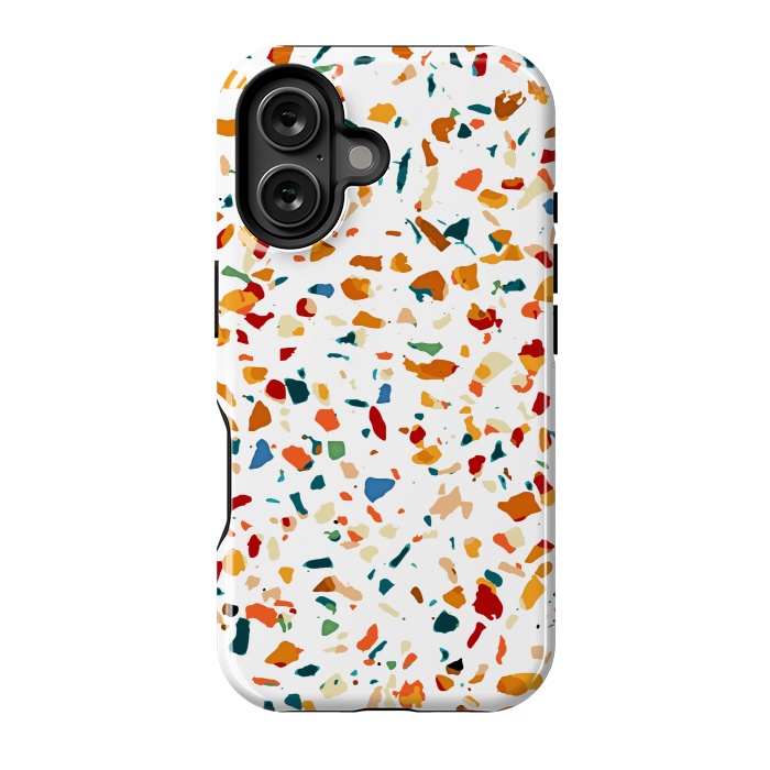 iPhone 16 StrongFit Tan Terrazzo | Eclectic Quirky Confetti Painting | Celebration Colorful Boho Happy Party Graphic  by Uma Prabhakar Gokhale