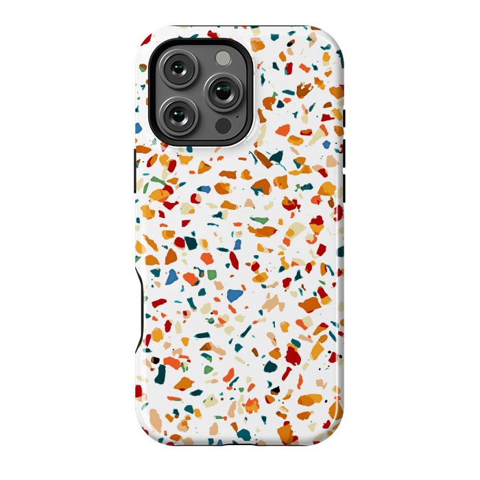 iPhone 16 Pro Max StrongFit Tan Terrazzo | Eclectic Quirky Confetti Painting | Celebration Colorful Boho Happy Party Graphic  by Uma Prabhakar Gokhale