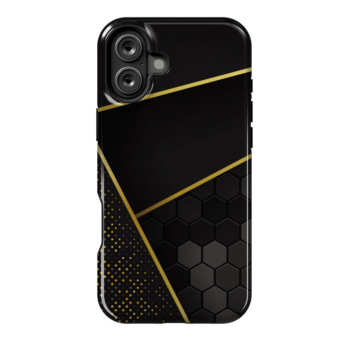 iPhone 16 Plus StrongFit black gold geometrical art by haroulita