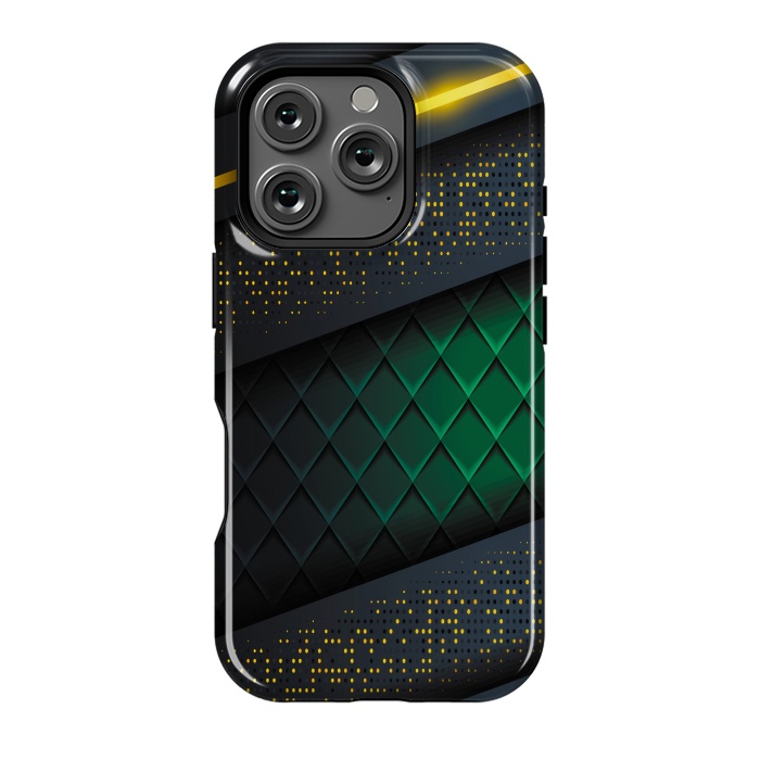 iPhone 16 Pro StrongFit black green geometrical by haroulita