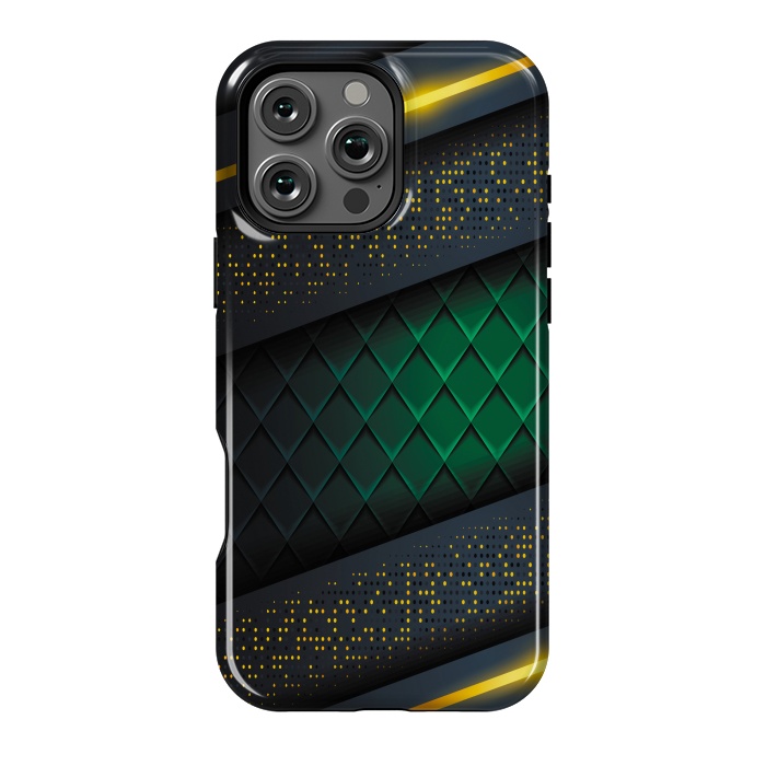 iPhone 16 Pro Max StrongFit black green geometrical by haroulita