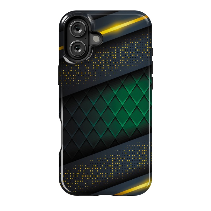 iPhone 16 Plus StrongFit black green geometrical by haroulita