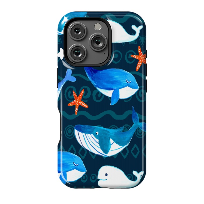 iPhone 16 Pro StrongFit watercolor whales by haroulita