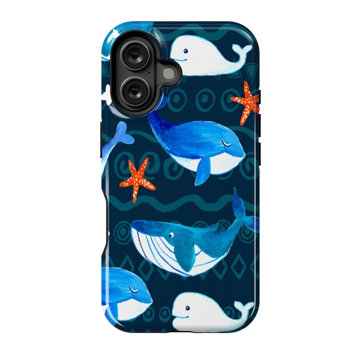 iPhone 16 StrongFit watercolor whales by haroulita