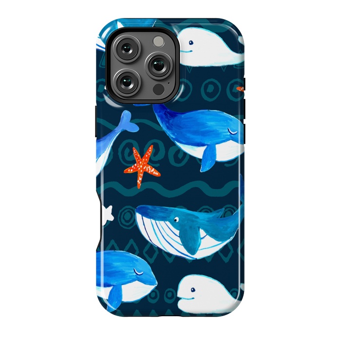 iPhone 16 Pro Max StrongFit watercolor whales by haroulita