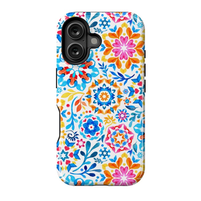 iPhone 16 StrongFit Watercolor Kaleidoscope Floral - brights by Micklyn Le Feuvre