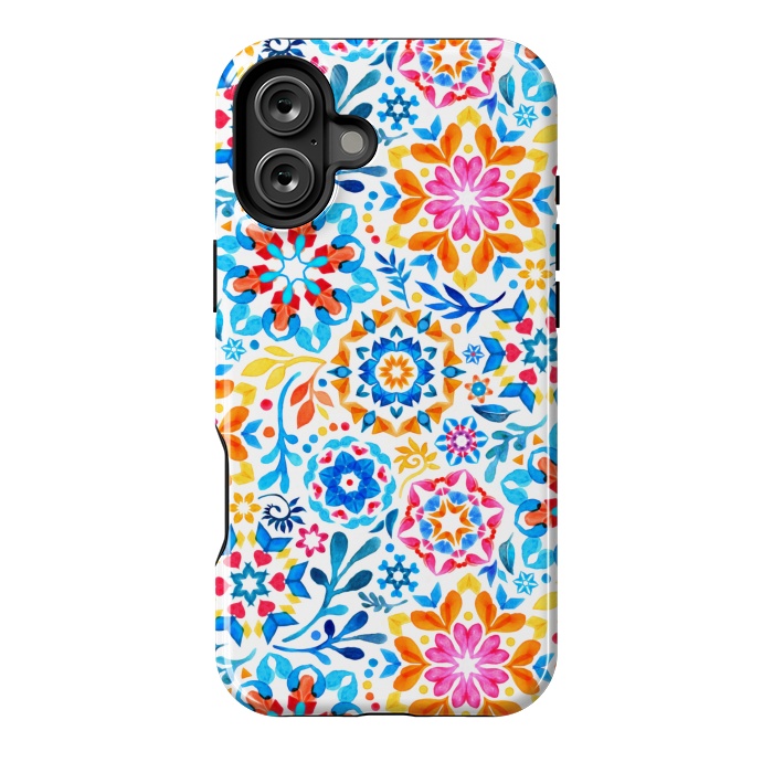 iPhone 16 Plus StrongFit Watercolor Kaleidoscope Floral - brights by Micklyn Le Feuvre