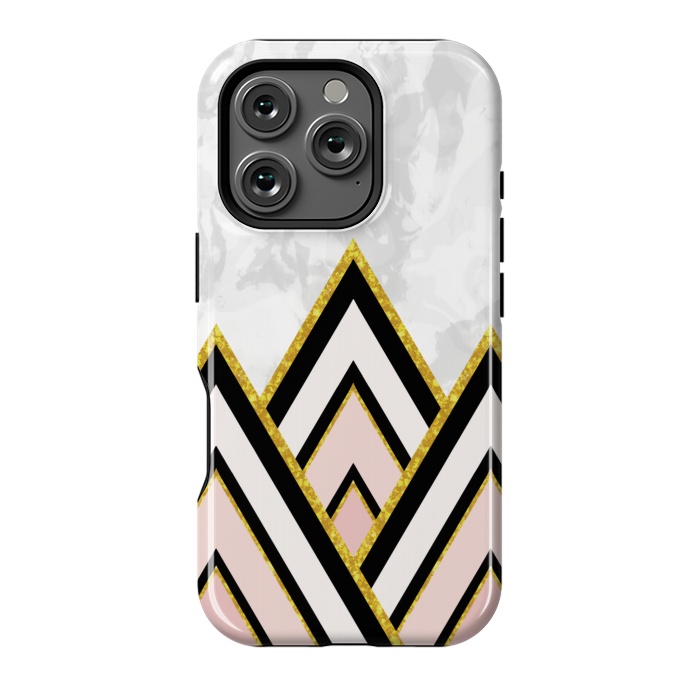 iPhone 16 Pro StrongFit Geometric pink gold triangles by Jms