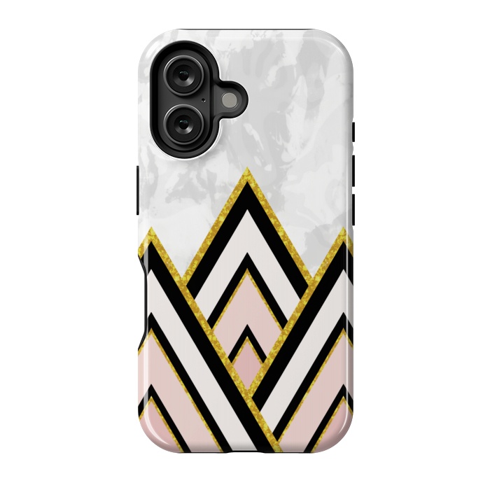 iPhone 16 StrongFit Geometric pink gold triangles by Jms