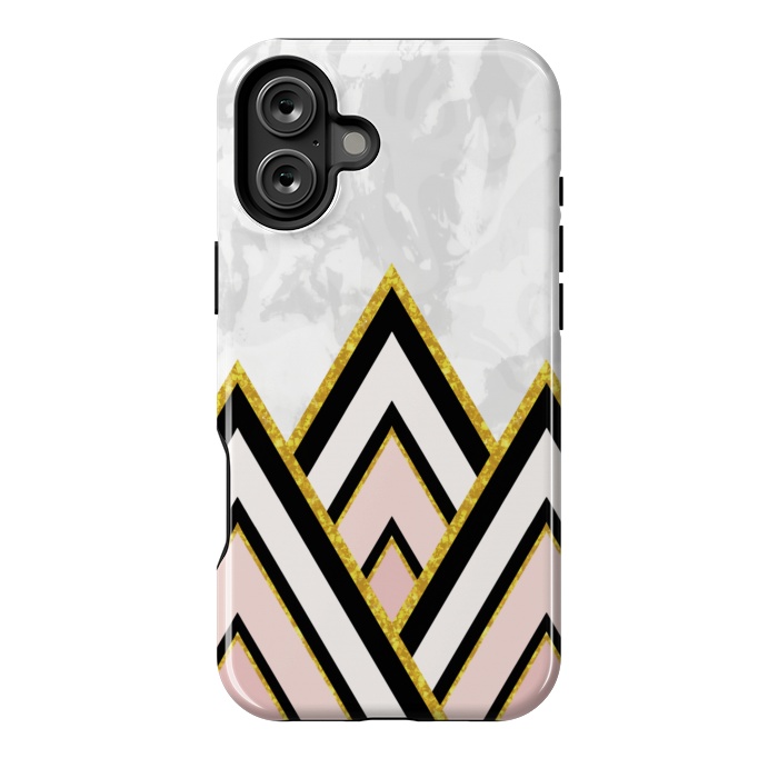 iPhone 16 Plus StrongFit Geometric pink gold triangles by Jms