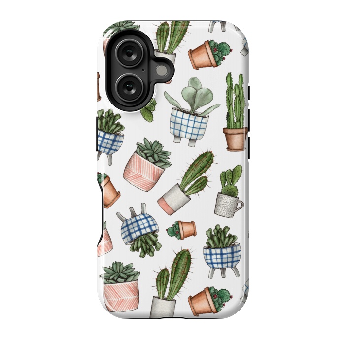 iPhone 16 StrongFit watercolor houseplants in pots by Alena Ganzhela