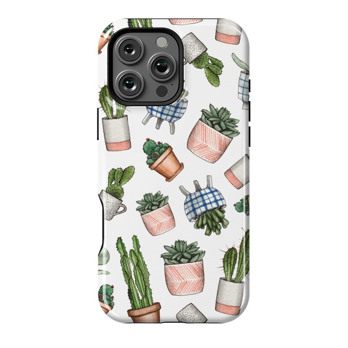 iPhone 16 Pro Max StrongFit watercolor houseplants in pots by Alena Ganzhela