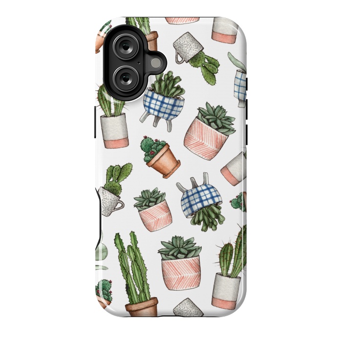 iPhone 16 Plus StrongFit watercolor houseplants in pots by Alena Ganzhela