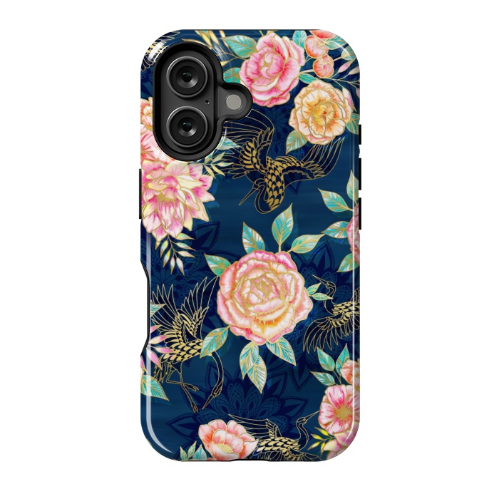 iPhone 16 StrongFit Gilded Peonies and Cranes by gingerlique