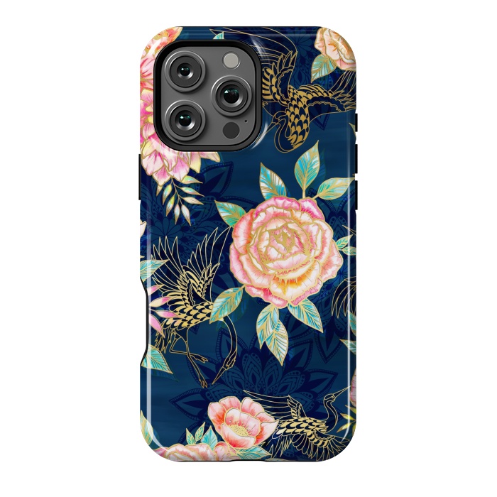 iPhone 16 Pro Max StrongFit Gilded Peonies and Cranes by gingerlique