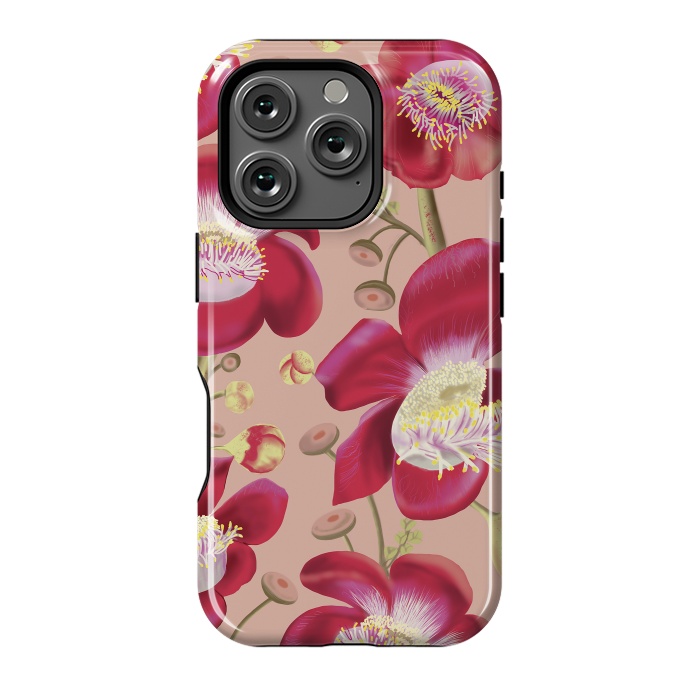 iPhone 16 Pro StrongFit Cannonball Tree Pattern - Blush by Anis Illustration