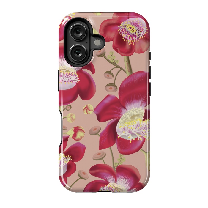 iPhone 16 StrongFit Cannonball Tree Pattern - Blush by Anis Illustration