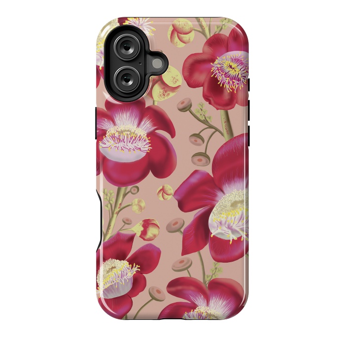 iPhone 16 Plus StrongFit Cannonball Tree Pattern - Blush by Anis Illustration