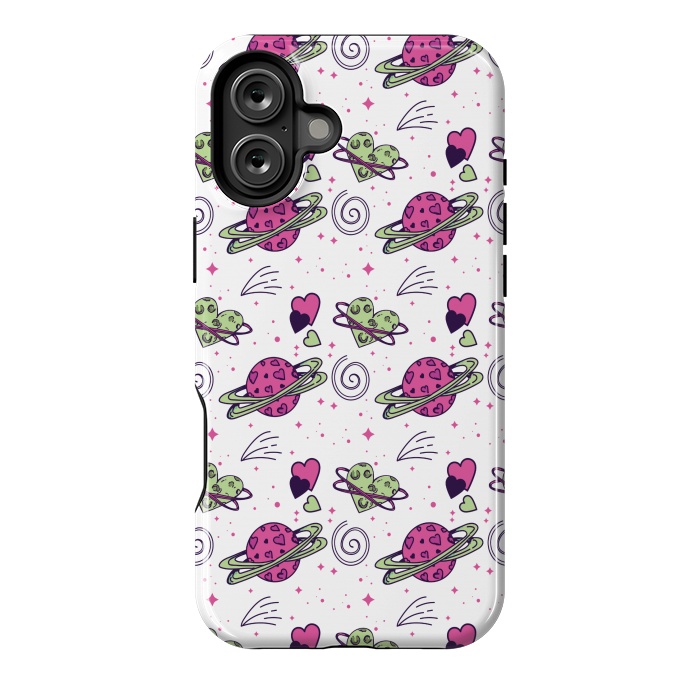 iPhone 16 Plus StrongFit PINK GREEN SPACE LOVE PATTERN by MALLIKA