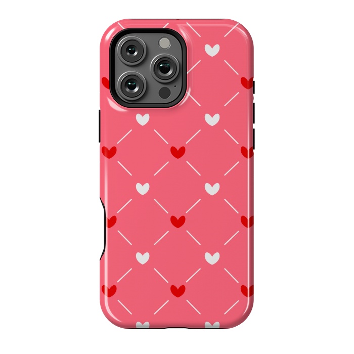 iPhone 16 Pro Max StrongFit CUTE RED WHITE HEARTS PATTERN by MALLIKA