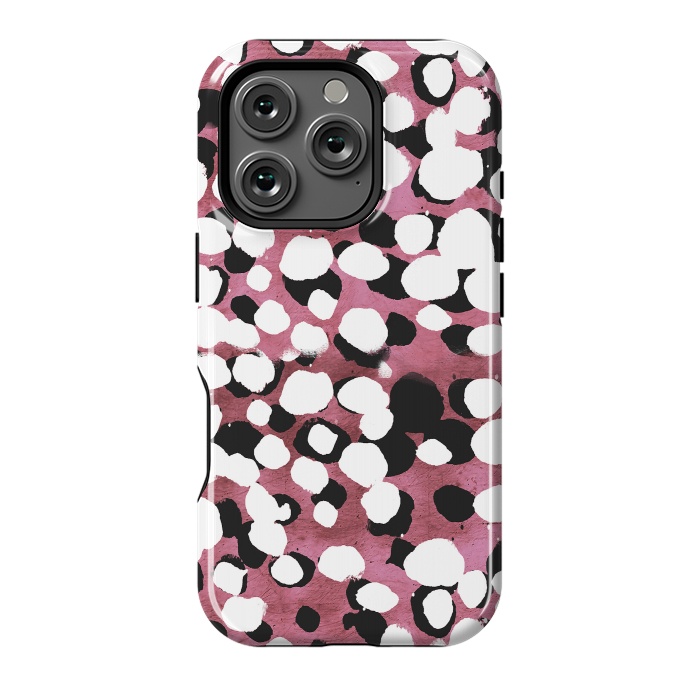 iPhone 16 Pro StrongFit Ink spots on metallic pink stone by Oana 