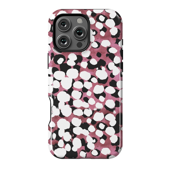 iPhone 16 Pro Max StrongFit Ink spots on metallic pink stone by Oana 