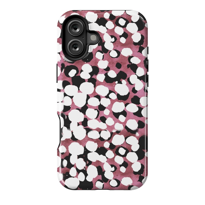 iPhone 16 Plus StrongFit Ink spots on metallic pink stone by Oana 