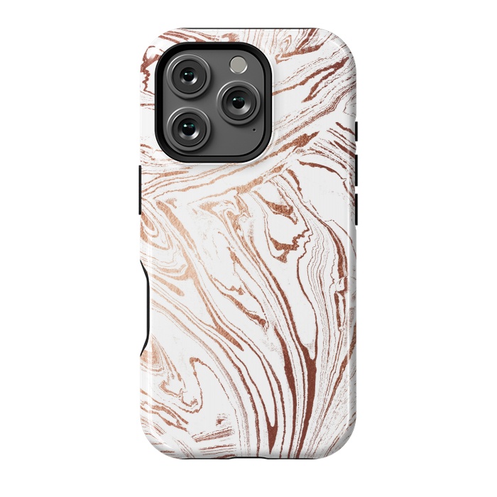 iPhone 16 Pro StrongFit White marble with rose gold details by Oana 