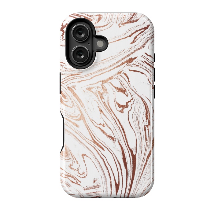 iPhone 16 StrongFit White marble with rose gold details by Oana 