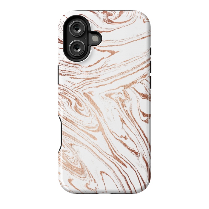 iPhone 16 Plus StrongFit White marble with rose gold details by Oana 