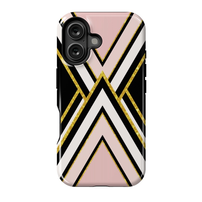 iPhone 16 StrongFit Pink gold geometric by Jms