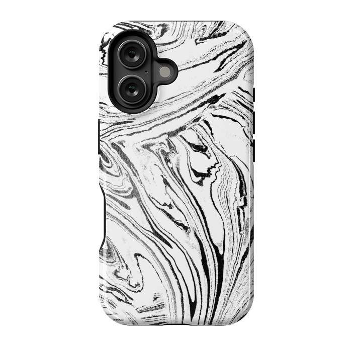 iPhone 16 StrongFit White liquid marble paint by Oana 