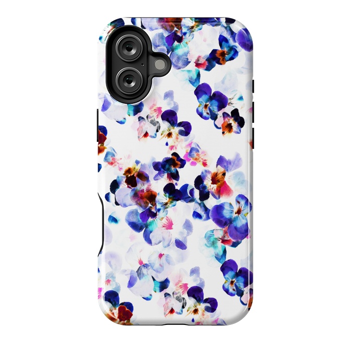 iPhone 16 Plus StrongFit Blue purple pansy petals by Oana 