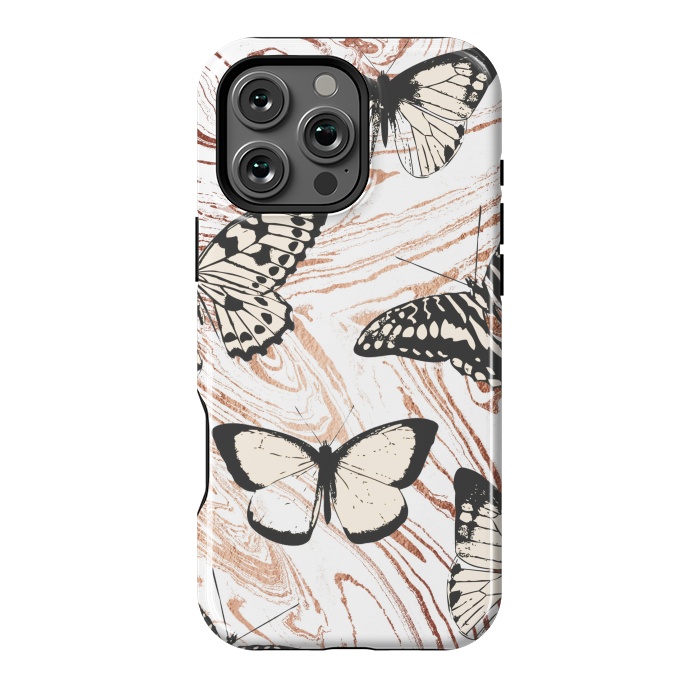 iPhone 16 Pro Max StrongFit Butterflies and gold painted marble by Oana 