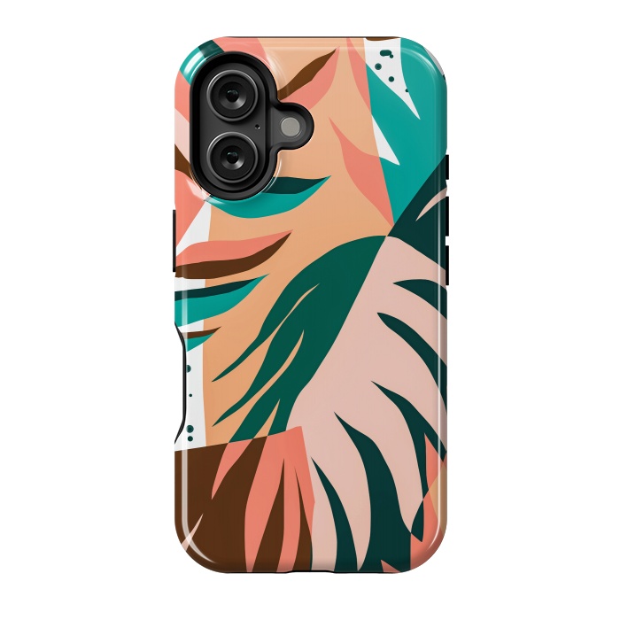 iPhone 16 StrongFit Watching The Leaves Turn, Tropical Autumn Colorful Eclectic Abstract Palm Nature Boho Graphic Design by Uma Prabhakar Gokhale