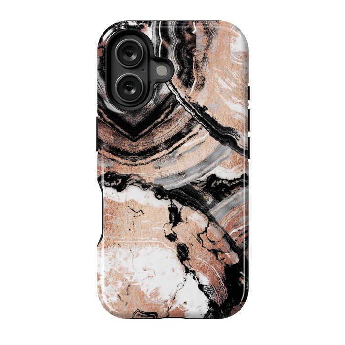 iPhone 16 StrongFit Rose gold geode marble by Oana 