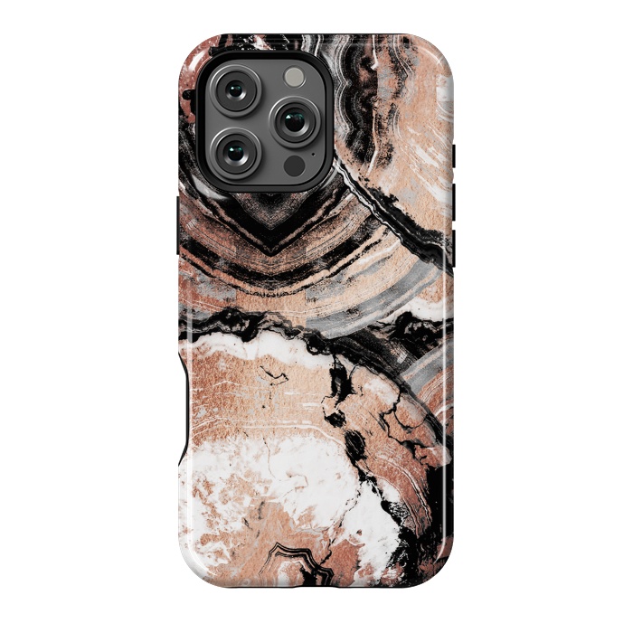 iPhone 16 Pro Max StrongFit Rose gold geode marble by Oana 