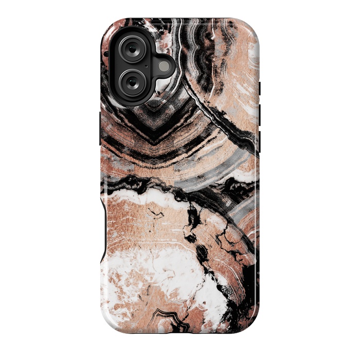 iPhone 16 Plus StrongFit Rose gold geode marble by Oana 