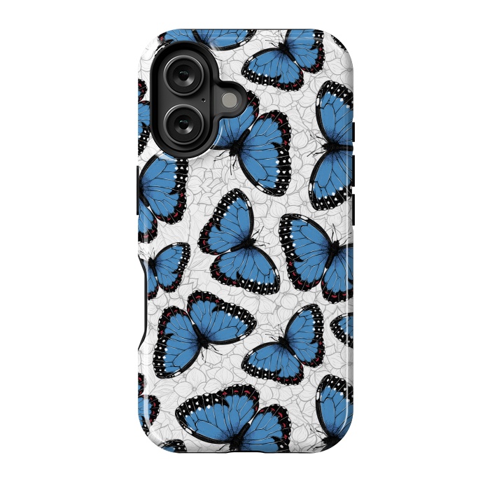 iPhone 16 StrongFit Blue morpho butterflies by Katerina Kirilova