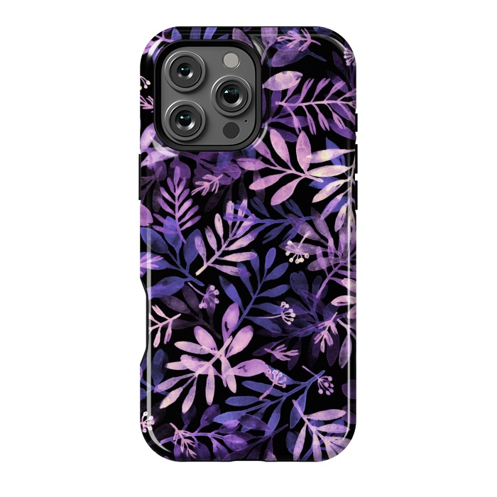 iPhone 16 Pro Max StrongFit purple branches on a black background by Alena Ganzhela