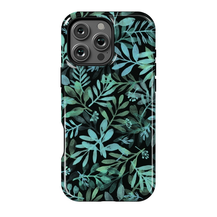 iPhone 16 Pro Max StrongFit emerald branches on a black background by Alena Ganzhela