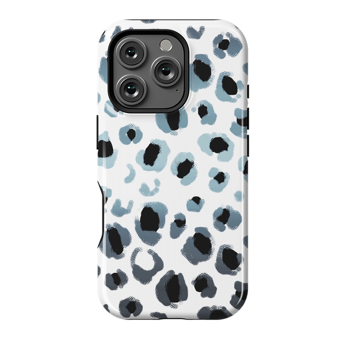 iPhone 16 Pro StrongFit Blue silver leopard spots by Oana 