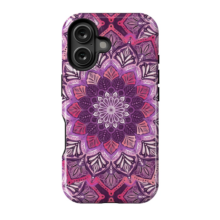 iPhone 16 StrongFit Perfect Pearly Plum Mandala by Micklyn Le Feuvre