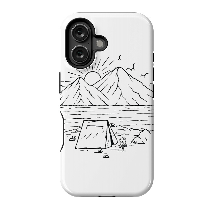 iPhone 16 StrongFit Camping Lake and Mountain by Afif Quilimo