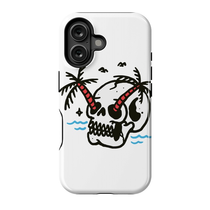 iPhone 16 StrongFit Skull Coconut Trees by Afif Quilimo