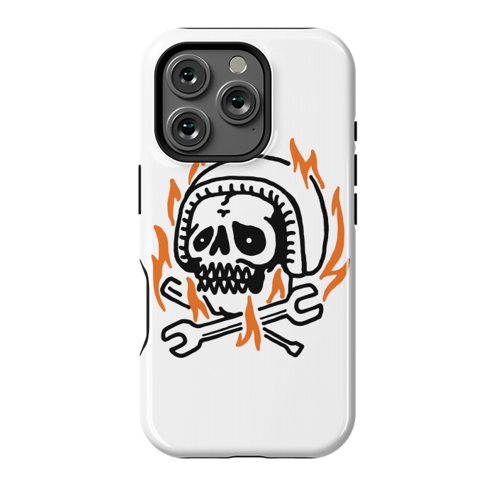 iPhone 16 Pro StrongFit Skull Biker Fire by Afif Quilimo