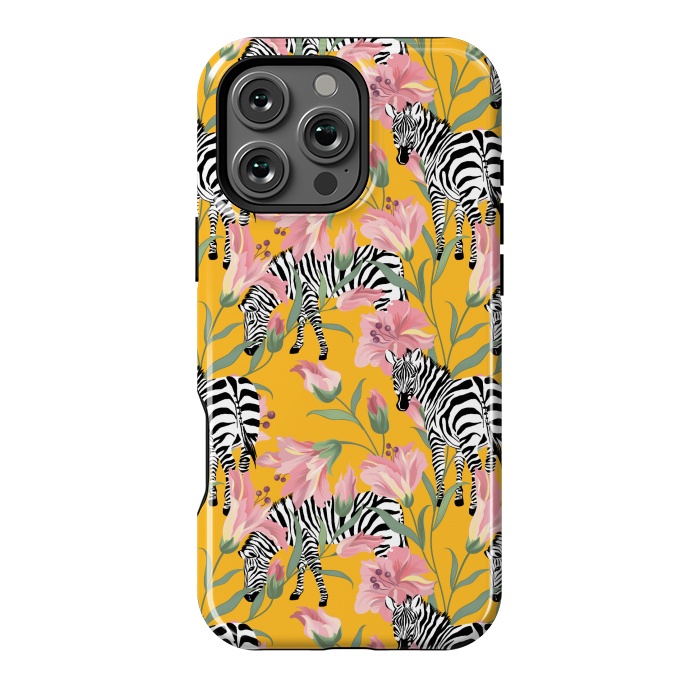 iPhone 16 Pro Max StrongFit Striped For Life | Zebra Mango Forest | Modern Bohemian Wildlife Jungle | Botanical Nature by Uma Prabhakar Gokhale