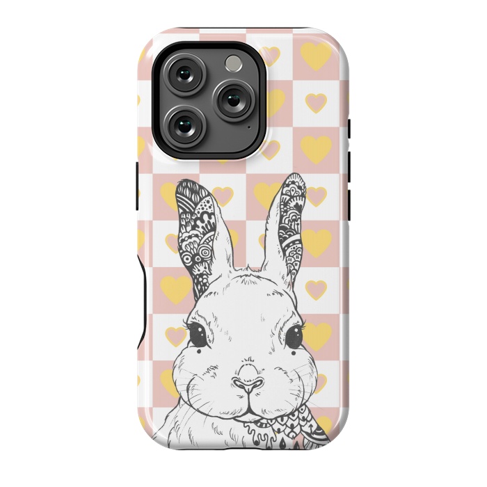 iPhone 16 Pro StrongFit Rabbit and yellow hearts Alice in Wonderland by Oana 