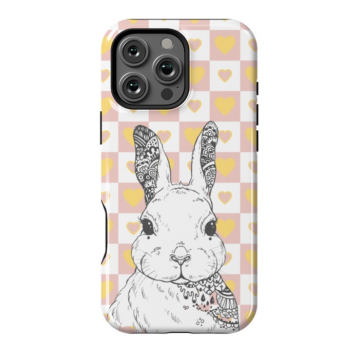 iPhone 16 Pro Max StrongFit Rabbit and yellow hearts Alice in Wonderland by Oana 